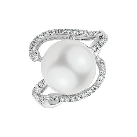 Prsten s perlou a diamanty Pearl Charm