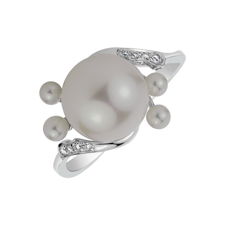 Prsten s perlou a diamanty Pearl Desire