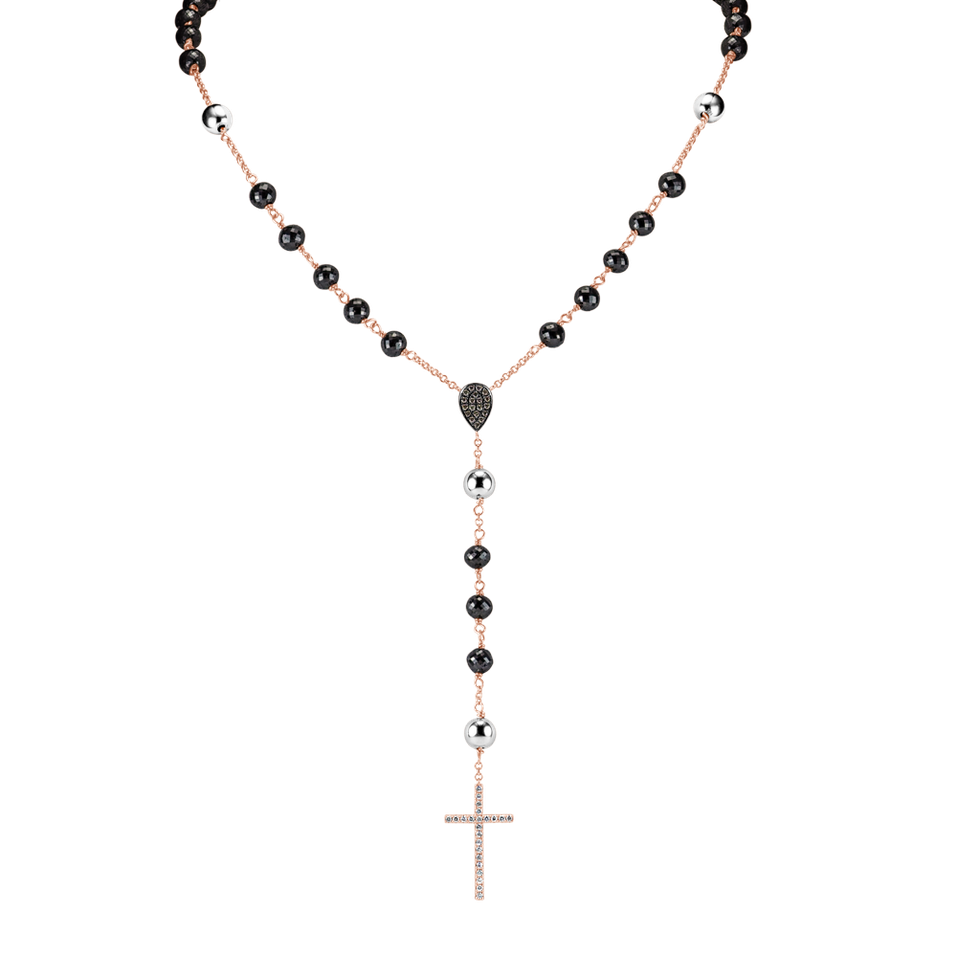 Náhrdelník s černými diamanty Elegant Cross