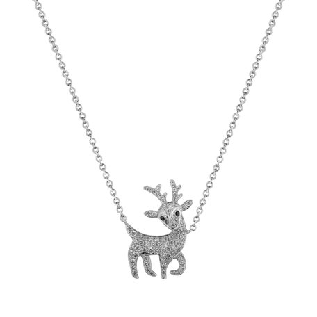 Náhrdelník s černými a bílými diamanty Magical Deer