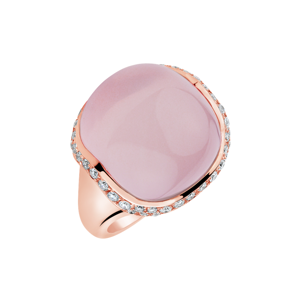 Prsten s růženínem a diamanty Blossom Blush