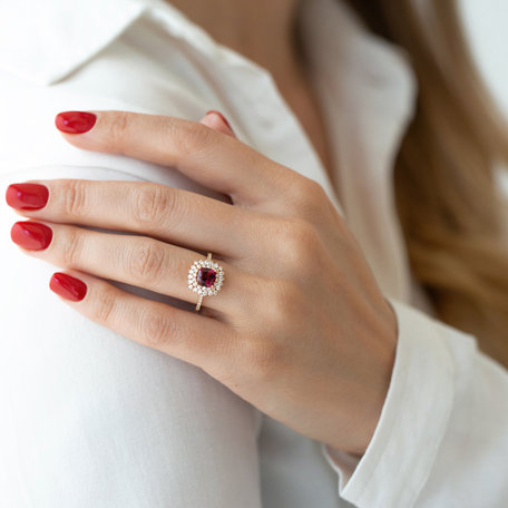 Prsten s rhodolitem a diamanty Elegant Passion