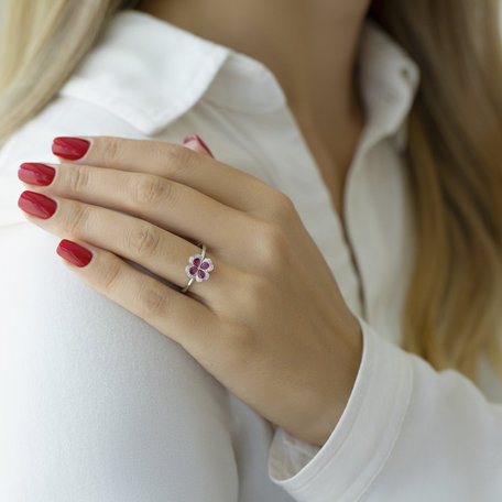 Prsten s diamanty a rubíny Pink Luck