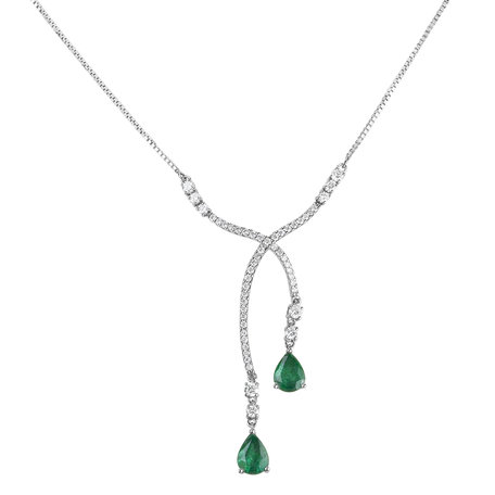 Náhrdelník s diamanty a smaragdy Emerald Tear