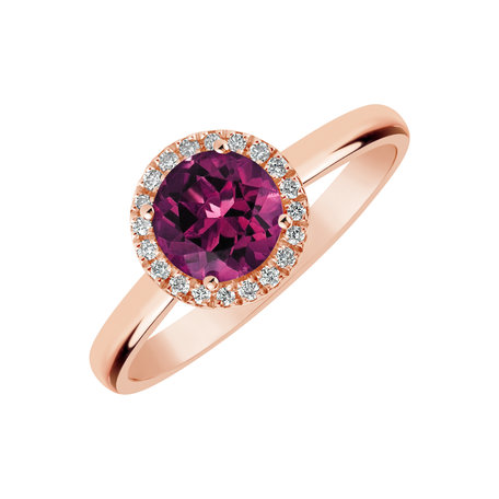 Prsten s diamanty a rhodolitem Violette