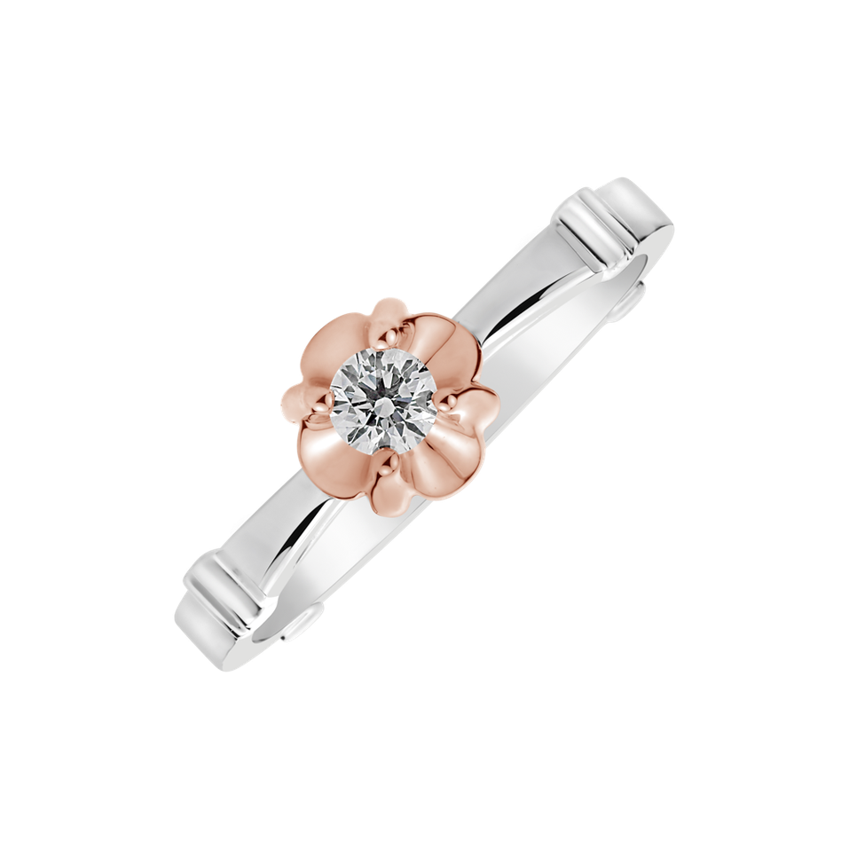 Prsten s diamantem Pink Blossom