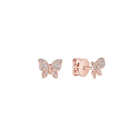 Náušnice 14kt růžové zlato s diamantem Luck Wings